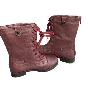 Wanted Kids Maroon Lace-Up Boots - NWOT